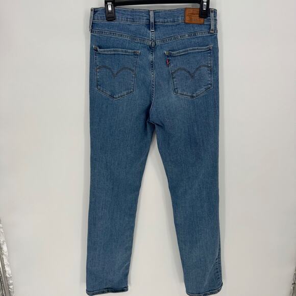 Levi's 724 High Rise Straight Leg Jeans Distressed Blue Denim Women's Size 30 - Picture 6 of 8